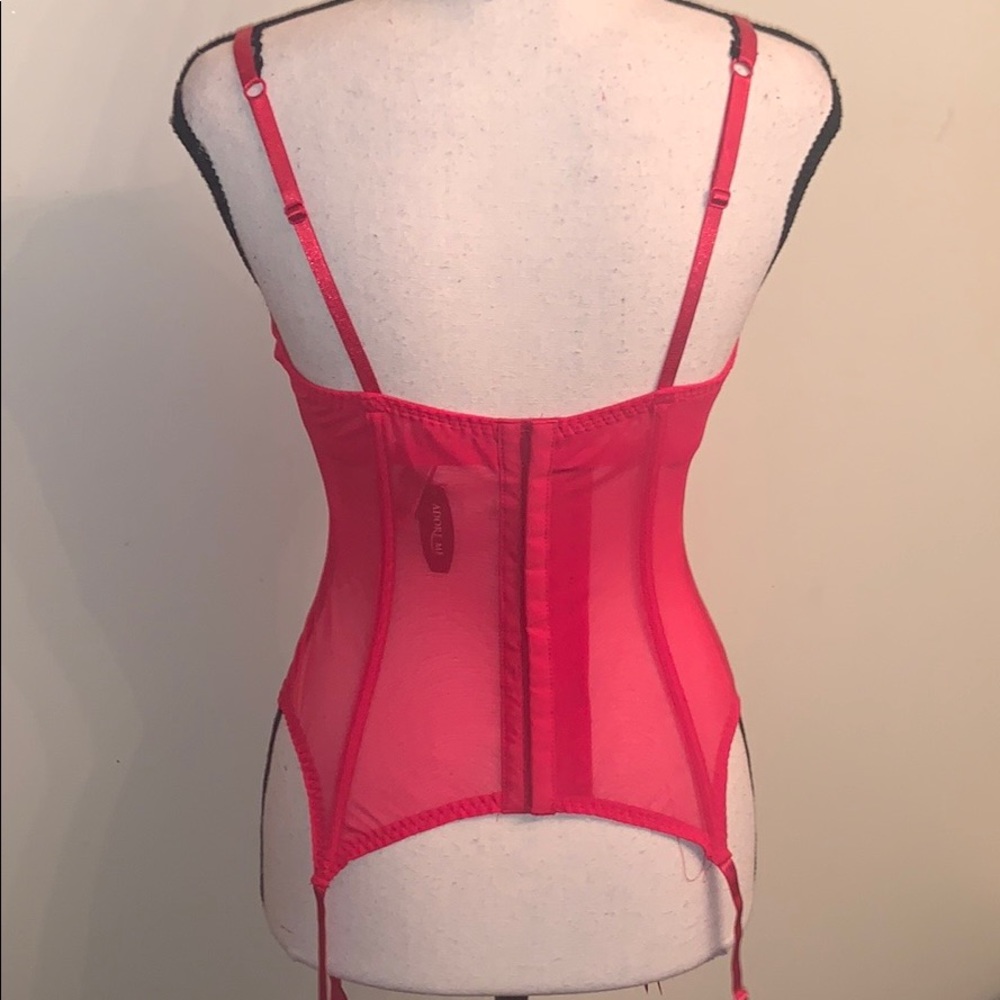 NWT Crimson Sheer Corset w/Garters & Panties - Picture 7 of 7
